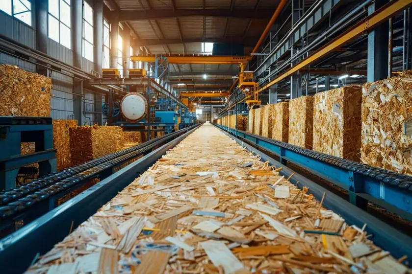 Lames de bardage composite déposées et triées avant orientation vers une filière de recyclage