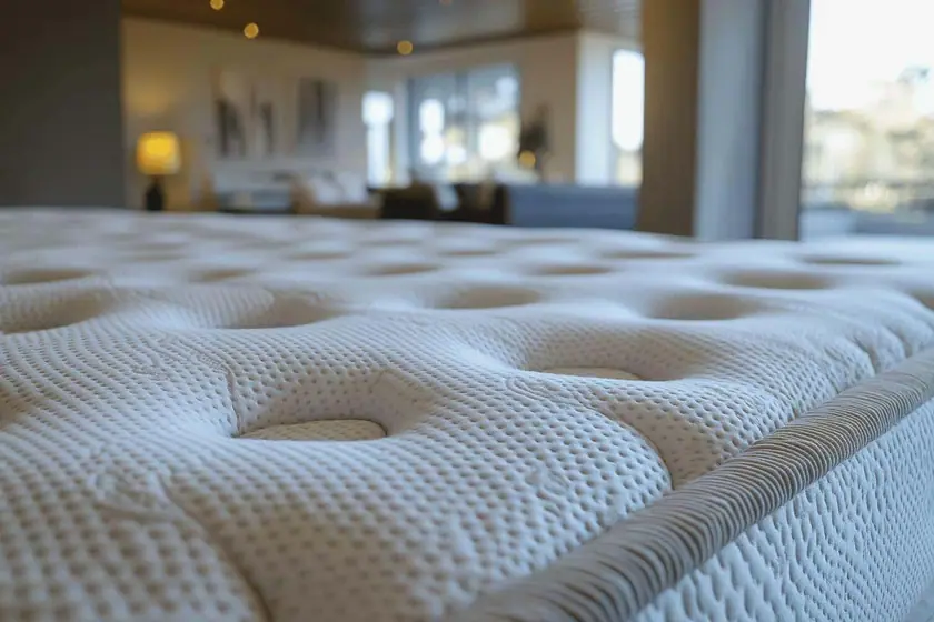 Matelas ferme posé sur un tatami dans une chambre épurée aux tons naturels
