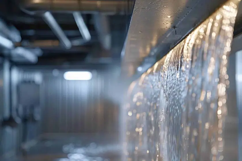 Rideau d'air installé au dessus d'une porte d'entrée vitrée de commerce