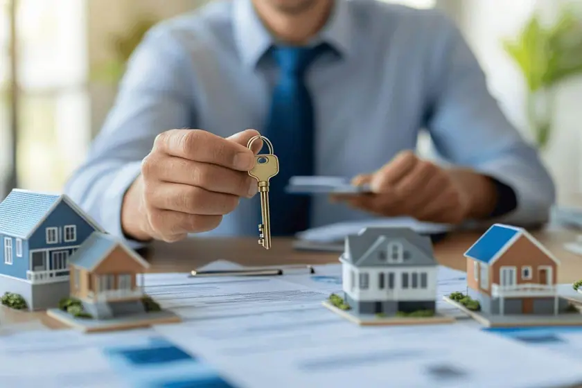 Expert examinant des biens endommagés dans un logement après un sinistre, dossier d'indemnisation en main