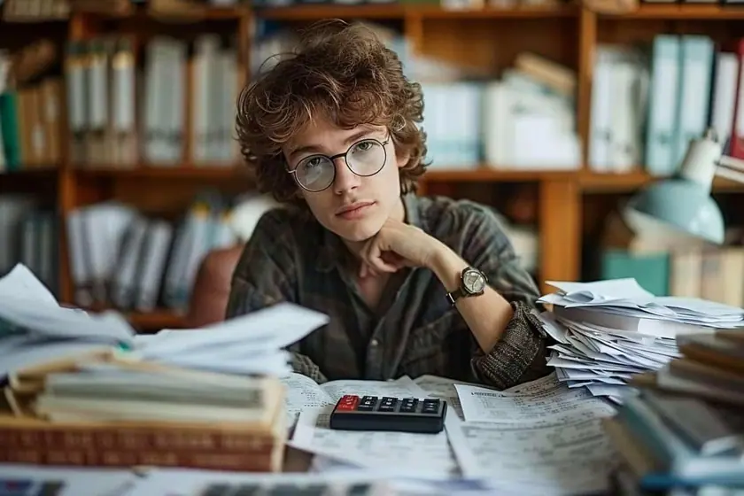 Documents administratifs et calculatrice posés sur une table, simulation de ressources en cours